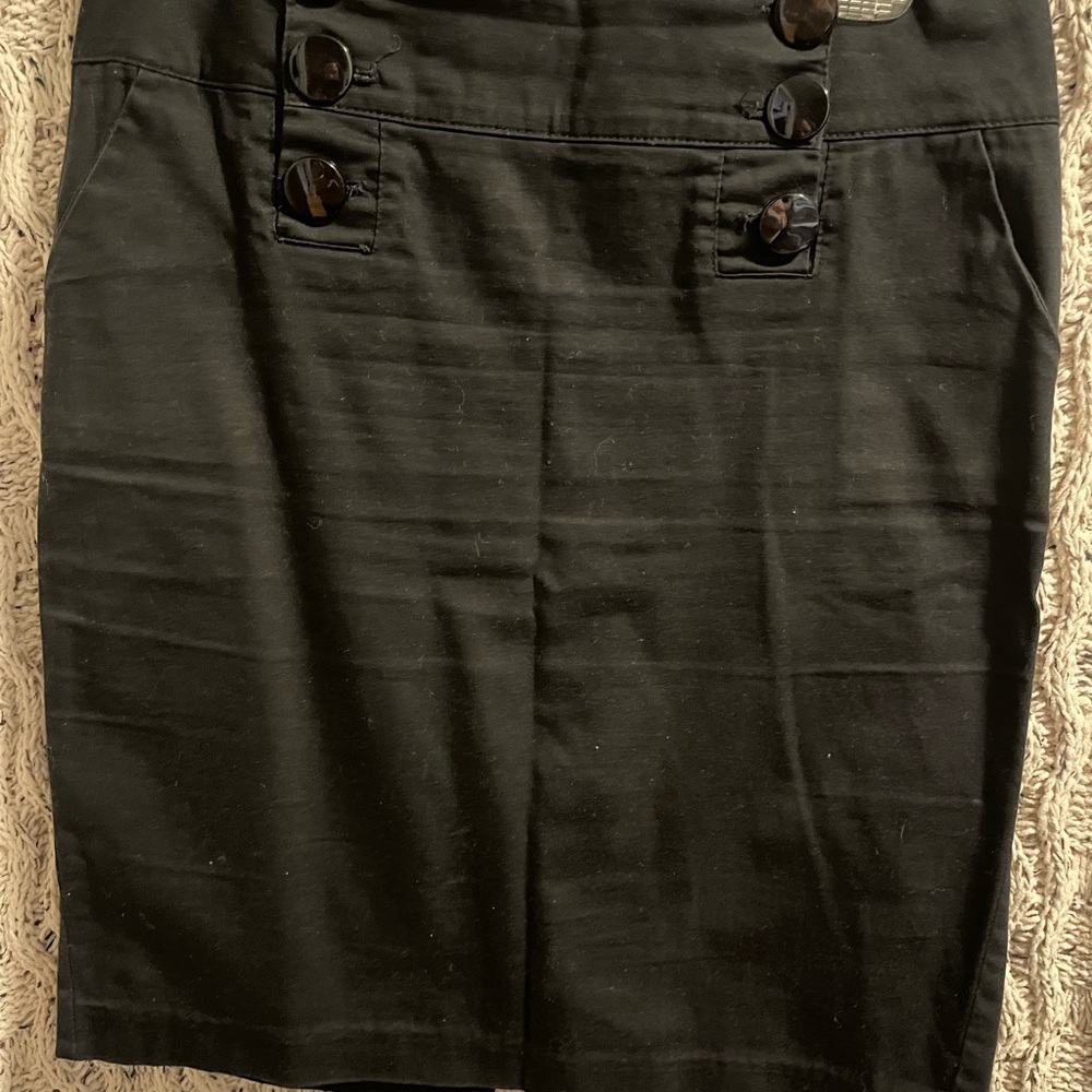 Chic Black Double-Button Pencil Skirt